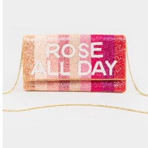 Rose all day beaded clutch NWT